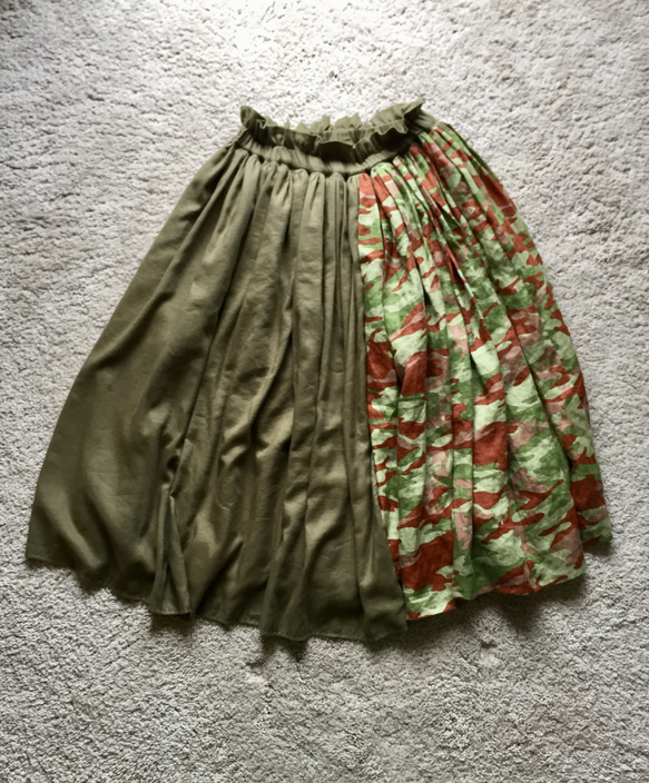 「Creema限定」リネン迷彩融合の柔らかボリュームスカート 6枚目の画像