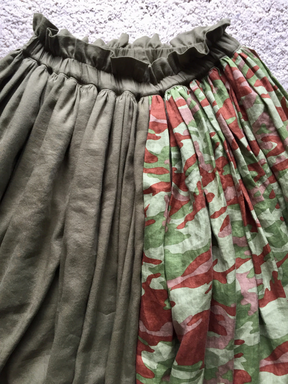 「Creema限定」リネン迷彩融合の柔らかボリュームスカート 7枚目の画像