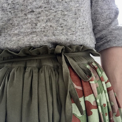 「Creema限定」リネン迷彩融合の柔らかボリュームスカート 8枚目の画像
