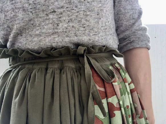 「Creema限定」リネン迷彩融合の柔らかボリュームスカート 8枚目の画像