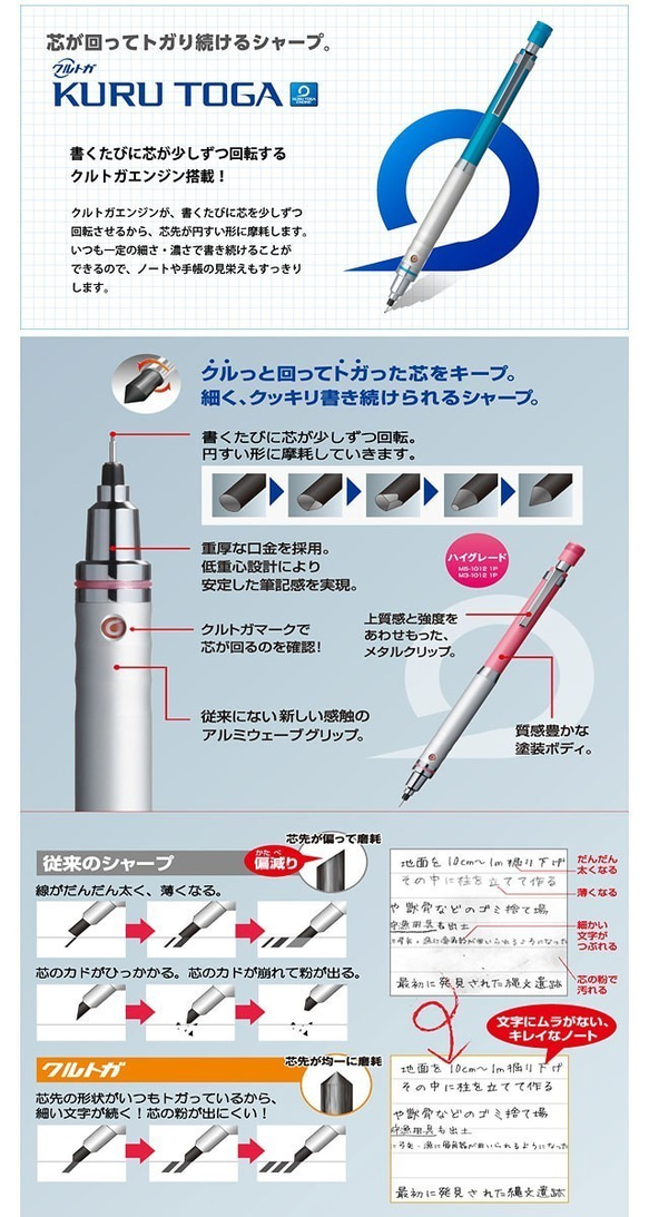 名入れ可能 クルトガ ハイグレードモデル 0.5mm ホワイト カラー 彫刻 色付き M510121P.1 2枚目の画像