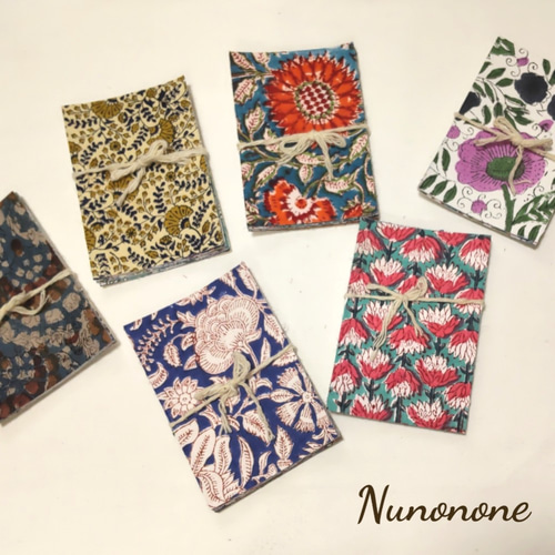 インド・ブロックプリントのカード(M)8枚セット ポストカード Nunonone