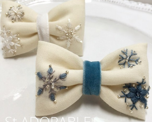 poritorie 雪 結晶 刺繍 オーナメント ベロアリボン アンティーク 1_3390162d3f102a47ee5593484118