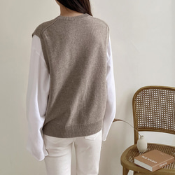 「Creema限定」Merino wool Vネックボタンニット ベスト *4色 9枚目の画像