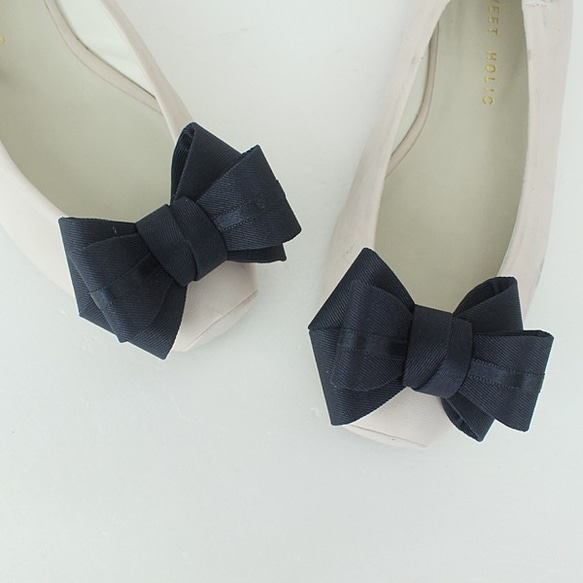 鞋夾優雅的絲帶，海軍藍，母親節禮物，婚禮，婚禮，婚禮，花卉除外 第4張的照片