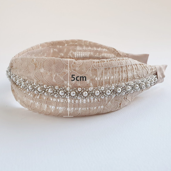 「Creema Limited」蕾絲珍珠頭巾風格十字扭結髮帶 第6張的照片