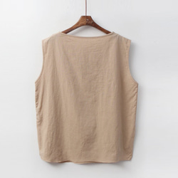 「Creema限定」  6色  快適で涼しい ノースリーブリネンTシャツ 5枚目の画像