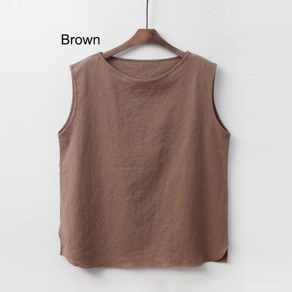 「Creema限定」  6色  快適で涼しい ノースリーブリネンTシャツ 6枚目の画像