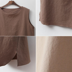 「Creema限定」  6色  快適で涼しい ノースリーブリネンTシャツ 9枚目の画像
