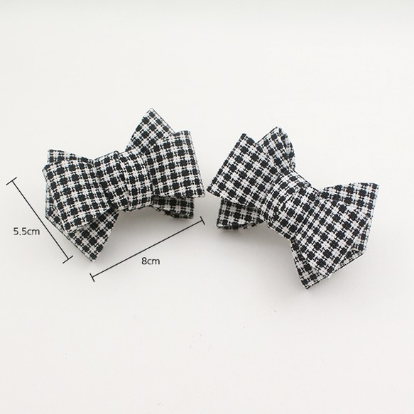 『数量限定ハンドメイド2019』 シューズクリップ Black tartan Ribbon,ブラック,タータンチェック 2枚目の画像