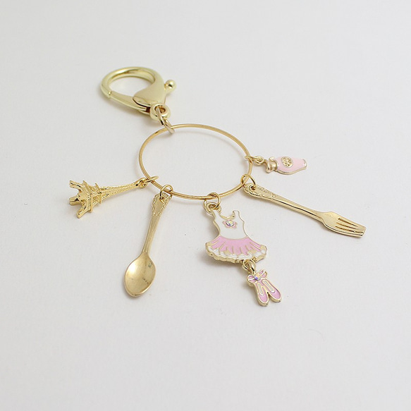 Love paris 可愛いキーホルダ,keyring,pink ballerina 2枚目の画像