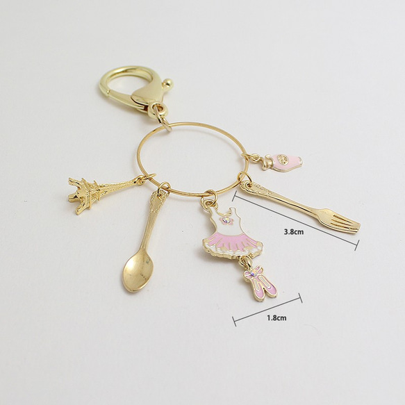 Love paris 可愛いキーホルダ,keyring,pink ballerina 4枚目の画像