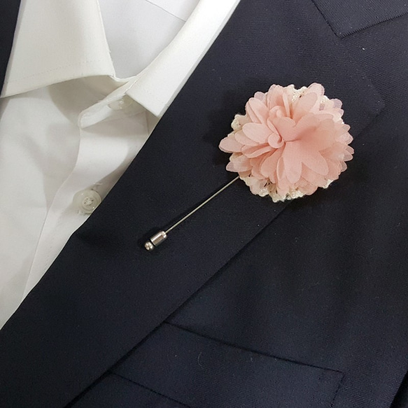 Pink Lapel pins, boutonnieres,メンズ ブトニエール,メンズアクセサリー,Wedding 1枚目の画像