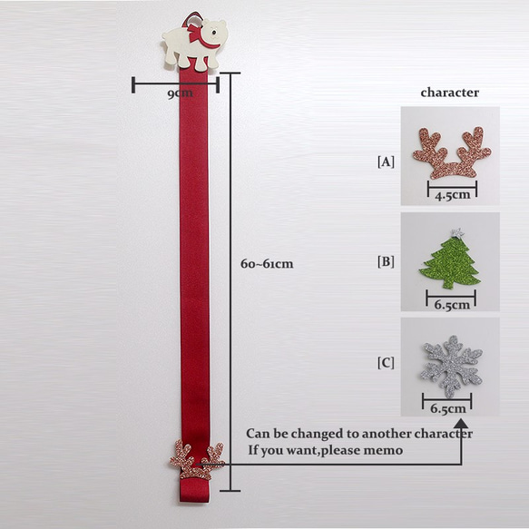 [Creema限定] ホッキョクグマアクセサリーホルダー,クリスマス,トナカイ,赤,ゴールド,アクセサリーホルダー 3枚目の画像