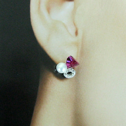 [Creema Limited] 珍珠&amp;寶石耳環，可愛的成人款 第2張的照片