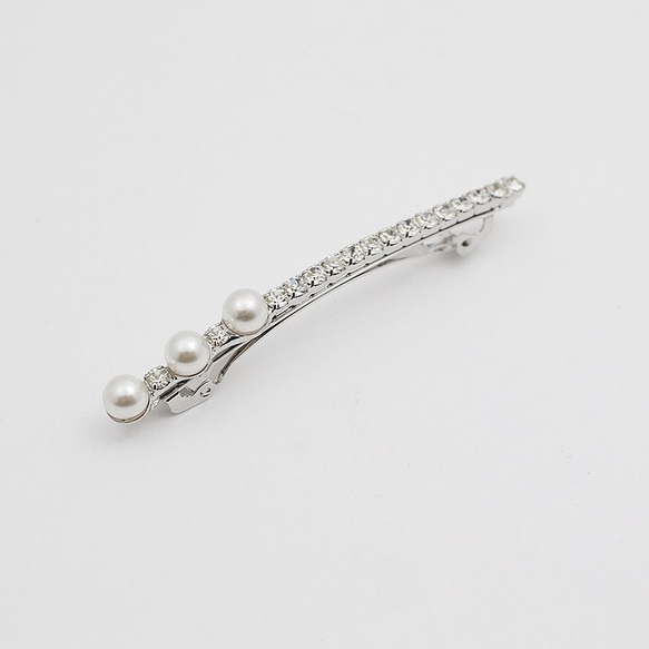 [免費送貨]春天，珍珠+立方zircornia髮夾，銀，禮品，配件 第1張的照片