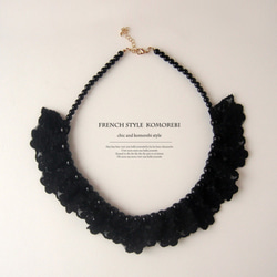 「Creema限定」  black lace flower necklace,つけ,春,レース,つけ襟 1枚目の画像