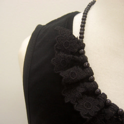 「Creema限定」  black lace flower necklace,つけ,春,レース,つけ襟 4枚目の画像