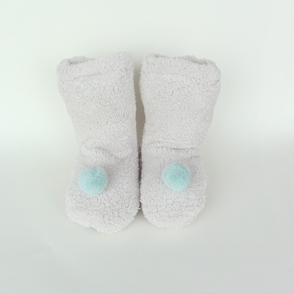 赤ちゃんの靴下/ 赤ちゃんの冬用の靴下/冬用の靴下/baby mint pompom socks,冬向け 5枚目の画像