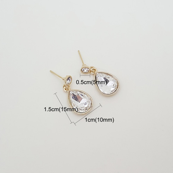 [Creema限定14kgf CZ white ドロップビジューの煌めくピアス ,drop-Crystal-pierce 5枚目の画像