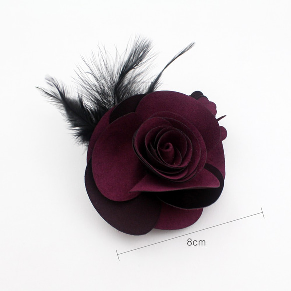 [Creema限定] Burgundy feather Flower corsage 5枚目の画像