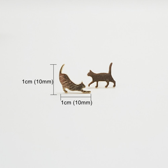 伸展貓耳環，伸展貓，金 第4張的照片
