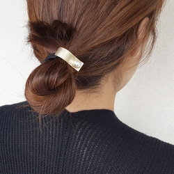 「Creema限定」 2020 Rectangle pearl  Metal Hair Tie Gold 1枚目の画像