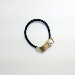 「Creema限定」 2020 Rectangle pearl  Metal Hair Tie Gold 5枚目の画像