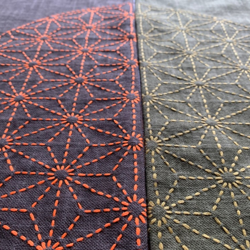 K様ご依頼品 刺し子麻の葉模様ランチョンマット 2枚セット ランチョン