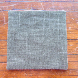 刺し子分銅模様のコースター 深緑色ｘ山吹色糸 4枚目の画像