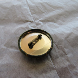 刺し子方眼模様のブローチ 根岸色ｘ黄土色糸 3枚目の画像