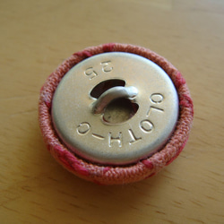 刺し子方眼模様のヘアゴム 桃色ｘ梅色糸 5枚目の画像