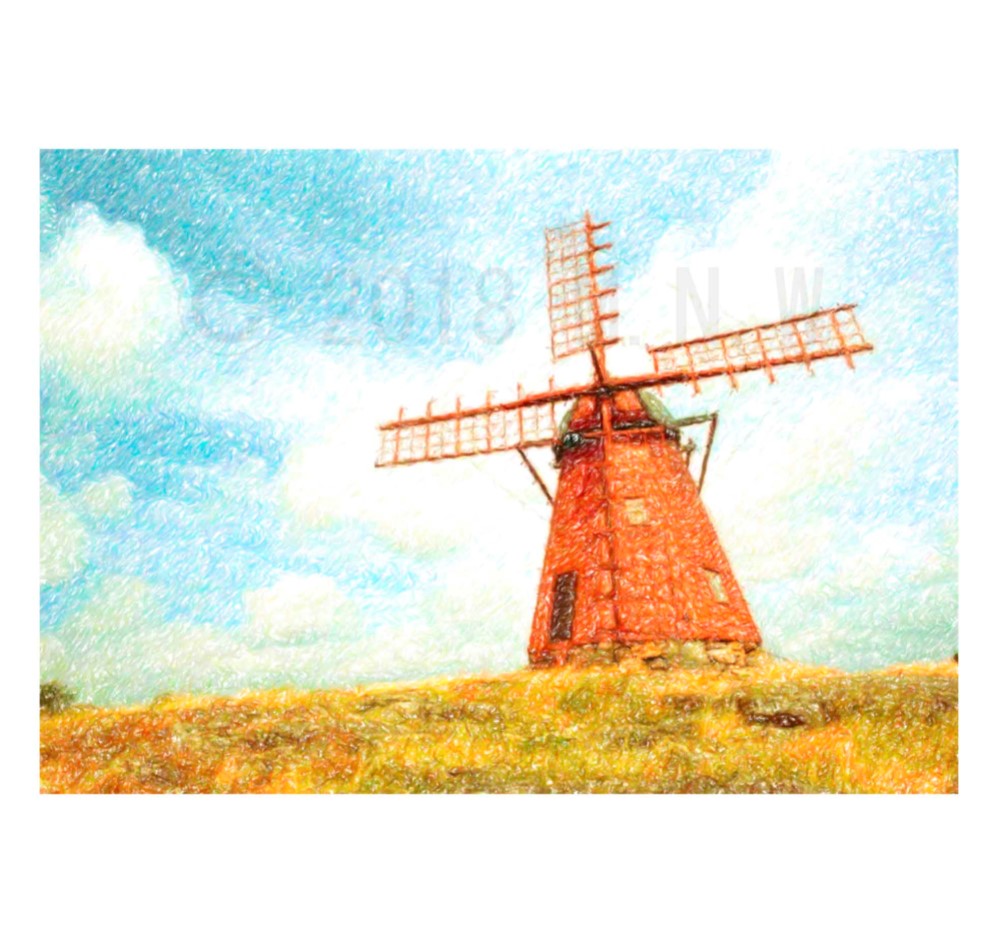 絵画　熱帯の農村風景　油彩画