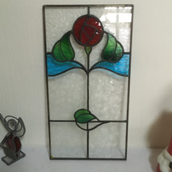 花のモチーフ ステンドグラス 木製フレーム 花のモチーフ ステンドグラス 木製フレーム