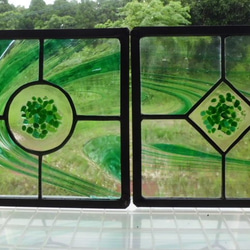 ステンドグラスパネル（グリーン） 3枚目の画像
