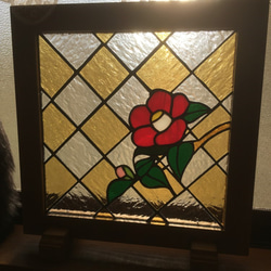 ステンドグラス 椿のパネル その他インテリア雑貨 ステンドグラス工房