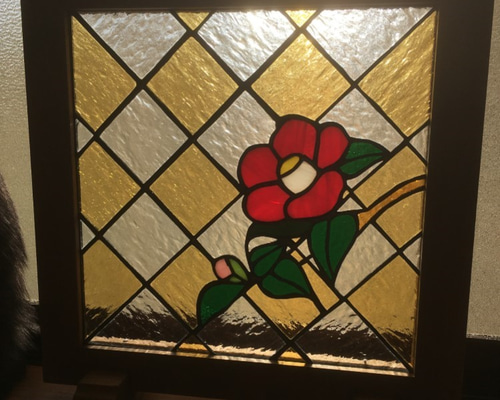 ステンドグラス 椿のパネル その他インテリア雑貨 ステンドグラス工房