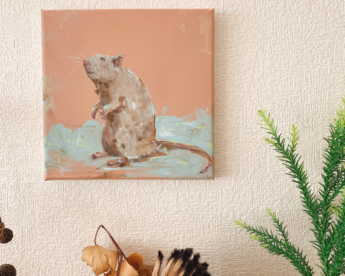 ネズミのグラフィティアート 原画 絵画 キャンバス画 動物の絵