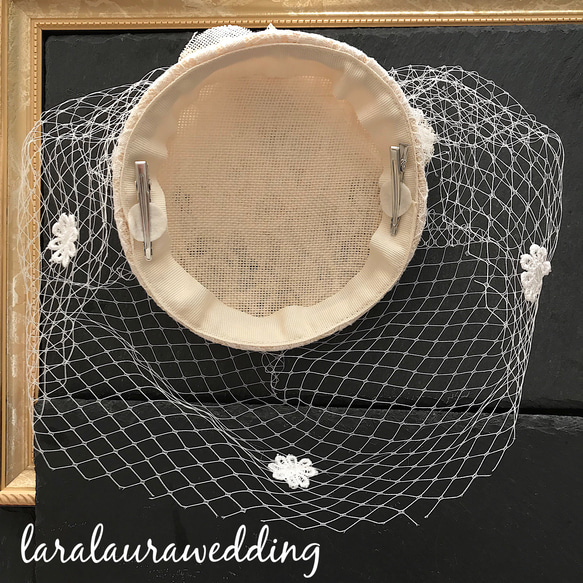 ウェディングハット トーク帽 ブライダル ヘッドドレス 6枚目の画像