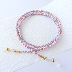 江戸八つ組：青藤色×水色】手組み組紐（1m） ひも・コード KAKEKASANE