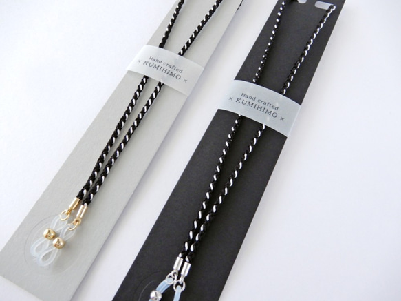 手工kumihimo【Kamogawayatsu-gumi：Black】 Glasses strap 第3張的照片