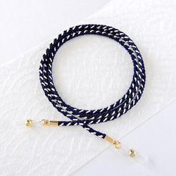 手工kumihimo【Kamogawayatsu-gumi：Navy】 Glasses strap 第1張的照片