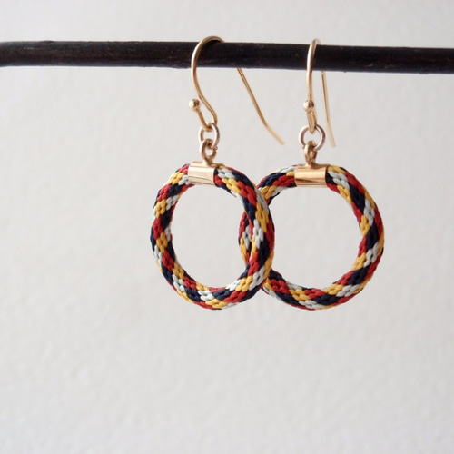 手組み組紐【金剛組:錦nishiki】Pierce ピアス（フック・チェーン