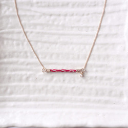 手工編織[Kongougumi_Plaid]necklace／dark red 第2張的照片