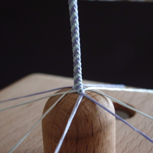 江戸八つ組：青藤色×水色】手組み組紐（76cm） ひも・コード