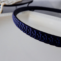 手工kumihimo[Hana-tsurara：Navy blue] Headband 第1張的照片