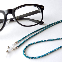 手工kumihimo[Kakuyatsu-gumi：peacock green] Glasses strap 第2張的照片