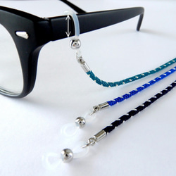 手工kumihimo[Kakuyatsu-gumi：peacock green] Glasses strap 第3張的照片