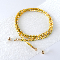 手工kumihimo【Kamogawayatsu-gumi：yellow】 Glasses strap 第1張的照片