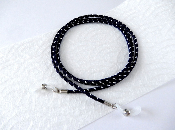 手工kumihimo[kakuyatsu-gumi：Navy]Glasses strap 第1張的照片